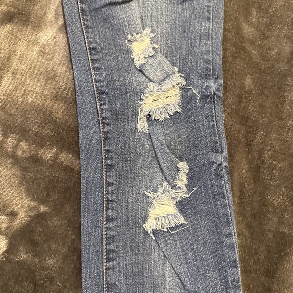 Indigo Rein Women's Skinny Jeans Denim Stretch Distressed Blue Med Wash Size 1 - Picture 4 of 16